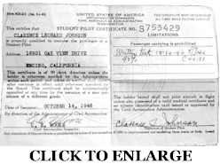 Johnson's student pilot's license.