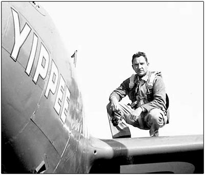 Milo Burcham on the wing of "Yippee" - the 5,000th P-38 produced.