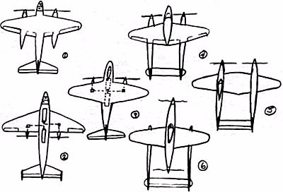Johnson's preliminary drawings of the XP-38