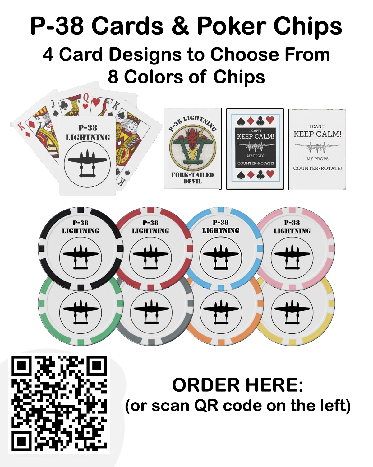 P-38 Lightning Card Decks and Poker Chips